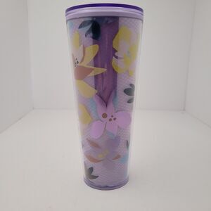Starbucks Drifting Magnolias Floral Venti Tumbler 24 oz Purple Yellow Flowers